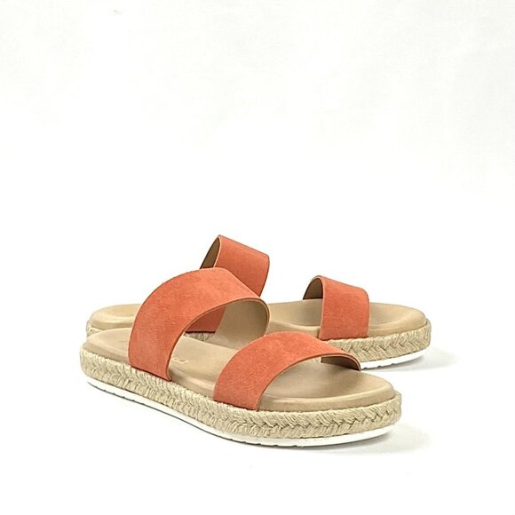 Matisse Mixer Orange Double Suede Leather Band Slide Sandal, 8 - Picture 2 of 10